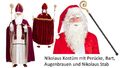 Nikolaus Kostüm Bischof - Gr. S - 3XL  + Deluxe Perücke mit Bart  + Nikolausstab