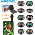 APEXEL 10in1 Telefon Kamera Objektiv Kit Fisheye 2X Teleskop Für iPhone Android