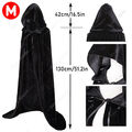 Gothic Vampir Kapuzen Samt Umhang Robe Mantel Hexerei Cosplay Halloween Kostüm