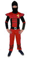 rotes Ninja Kostüm für Kinder - Größe 110-152 - roter Ninja Kämpfer für Jungen F