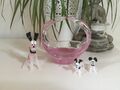 Hunde Familie mit rosa Schale Handgefertigt GLASBLÄSEREI Glas Galerie Willingen