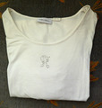 Hübsches Peter Hahn Shirt Gr. 42 weiß 3/4 Arm mit Strass