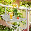 Outsunny Balkonhängetisch Gartentisch halbrund höhenverstellbar Metall Terrasse
