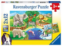 Tiere im Zoo. Puzzle 2 x 12 Teile | Spiel | Deutsch | 2016 | Ravensburger