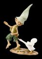 Pixie Kobold Figur mit Gans - Lass mich los - Fantasy Gnom Dekostatue 