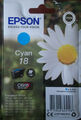 Epson - Cyan 18 Original (3.3ml), Inkjet Cartridge C13T18024012, OVP