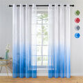 2er Set Ösenvorhänge Voile Gradient Transparent Gardine Wohnzimme Grau Vorhang