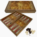 DELUXE Holz Backgammon Tavla Spiel Set GLOBE im XXL Format 50x50 cm