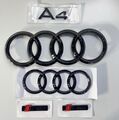 Passend für Audi A4 2020+ glänzend schwarz Abzeichen Emblem (Grill & Heckring, Komplettset