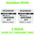 2x Seizaiken SEIKO 317 Uhrenknopfzellen  V317 /SR516SW /SR62 Uhrenbatterie Watch