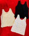 DESIREE 3 Damen Spitzen-Shirts XL Weiß Schwarz Beige Transparent Blumenmuster