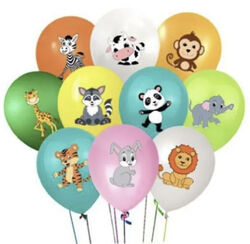 Safari Tier Ballons Luft & Helium Dschungel Party Folie Latex Dekorationen