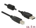 USB Kabel 2.0 Typ-A Stecker an USB 2.0 Typ-B Stecker, schwarz, 5,0m, Delock® [84