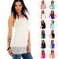 Mellice - Damen Longshirt Tank Top Long Top mit spitze