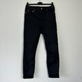  Gerade Denim Jeans Größe W30 L28 schwarz knöchellange Knopfleiste mit Reißverschluss fliegen 