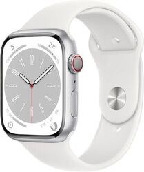 Apple Watch Series 8 [GPS + Cellular, inkl. Sportarmband weiß] 45mm Aluminiumg A