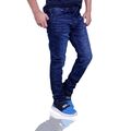 Herren Jeans Slim Fit Style Blau Hose Regular Skinny Jeanshose Stretch Biker DE