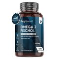 Omega 3 Fischöl Kapseln - 400 Weichkapseln - 1000mg - 1+ Jahr Vorrat - Blutdruck