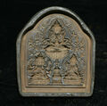 3.2" Rare Old Tibet Bronze 3 Amitayus longevity God Goddess Shrines Die Mold