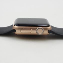 Apple Watch Serie 3 GPS 38 mm Roségold Etui schwarz Silikon Band