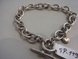 SP1198-800er Silber Armkette Lang 19 cm Breit 10 mm gewicht 19 gramm