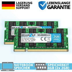 4GB DDR2 RAM SO-DIMM PC2-6400S-666-12-E3 2Rx8 800MHz 1.8V Notebook (2x 2GB)