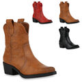 Damen Stiefeletten Cowboy Boots Leicht Gefütterte Schuhe 831776 Trendy Neu