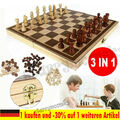 Schach Backgammon Dame Kassette 3 in1 Spiel Schachspiel Backgammonspiel Holz