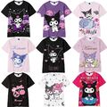 Kids Girls Cartoon Kuromi Print T-Shirt Casual Kurzarm Tops Tee Geschenk