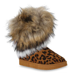Damen Stiefeletten Winter Boots Warm Gefütterte Stiefel Kunstfell 820208 Schuhe