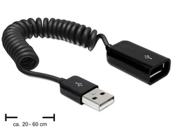 Delock USB 2.0 0.6m - 0,6 m - USB A - USB A - USB 2.0 - Männlich/Weiblich - Schw