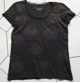 esprit Damen Pulli T - Shirt  grau schwarz batik Rundhalsaus. Gr S 36 38 tragbar