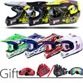 Kinder Erwachsene Motocross Helm Integralhelm + Cross Brille + Handschuhe