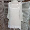 Italy Damen Bluse N849T  Farbe Weiss Creme 2Teiler Tüll Spitze Transparent Event