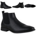Warm Gefütterte Herren Chelsea Boots Leder-Optik Schuhe 78691