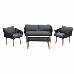 Gartenmöbel Gartenlounge Lounge Gartensofa Balkonmöbel Rope Gartenset Juskys®✔️ 4 Personen ✔️ Inkl. Sitzkissen ✔️ Wetterfest