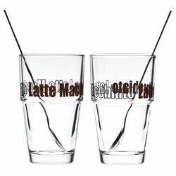 Leonardo Solo Set 4tlg. Becher Latte Macchiato mit Löffeln Glas 400 ml 42555