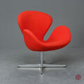 Fritz Hansen Swan Chair - Lounge Sessel Rot Divina Stoff Stuhl drehbar Jacobsen