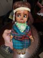 Vintage handgefertigte gruselige Gesicht Mond Kind Puppe einheimisch hergestellte Büffel Nickel Halskette