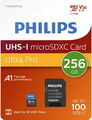 Philips Micro SDXC Karte 256GB Speicherkarte Ultra Pro UHS-I U3 V30 A1 Class 10