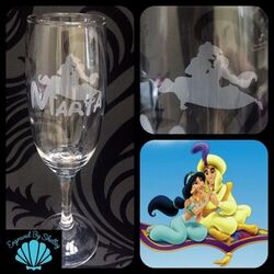 Aladdin personalisierte Disney Prosecco Champagnerflöte handgefertigt KOSTENLOSER Name graviert