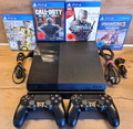 Sony PlayStation 4 500GB PS4 Konsole 2 Controller & 4 Spiele Zubehörpaket Bundle