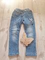 Baby Jeans Hose Mädchen Gr. 98 Topolino Verstellbarer Bund Blau Bestickt 