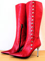 Extravagante Stiefel 37 Leder rot, getragen guter Zustand, Druckknöpfe