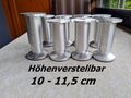 8x Alu Couchfüße Sofafüße Möbelbeine Möbelfüße Höhenverstellbar 10 / 11,5 cm