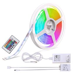 5m LED Band Stripe wasserdicht IP44 RGB Streifen Lichter-Kette Lichtleiste 230V150 LEDs - 24-Keys Fernbedienung - inkl. Netzteil 