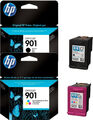 2x HP 901 ORIGINAL TINTE PATRONEN OFFICEJET J4500 J4524 J4535 J4540 J 4550 J4580