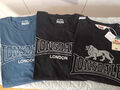 3 Lonsdale London Herren T-Shirts Shirts schwarz hellblau schwarz/grau XXL neu