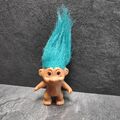 Vintage Troll 90er Blaue Haare Orange Augen Ca. 7cm Groß (Ohne Haare)