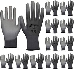 Nitras Schutzhandschuhe Nylon PU 6205 Strickhandschuh grau 12 Paar Handschuhe